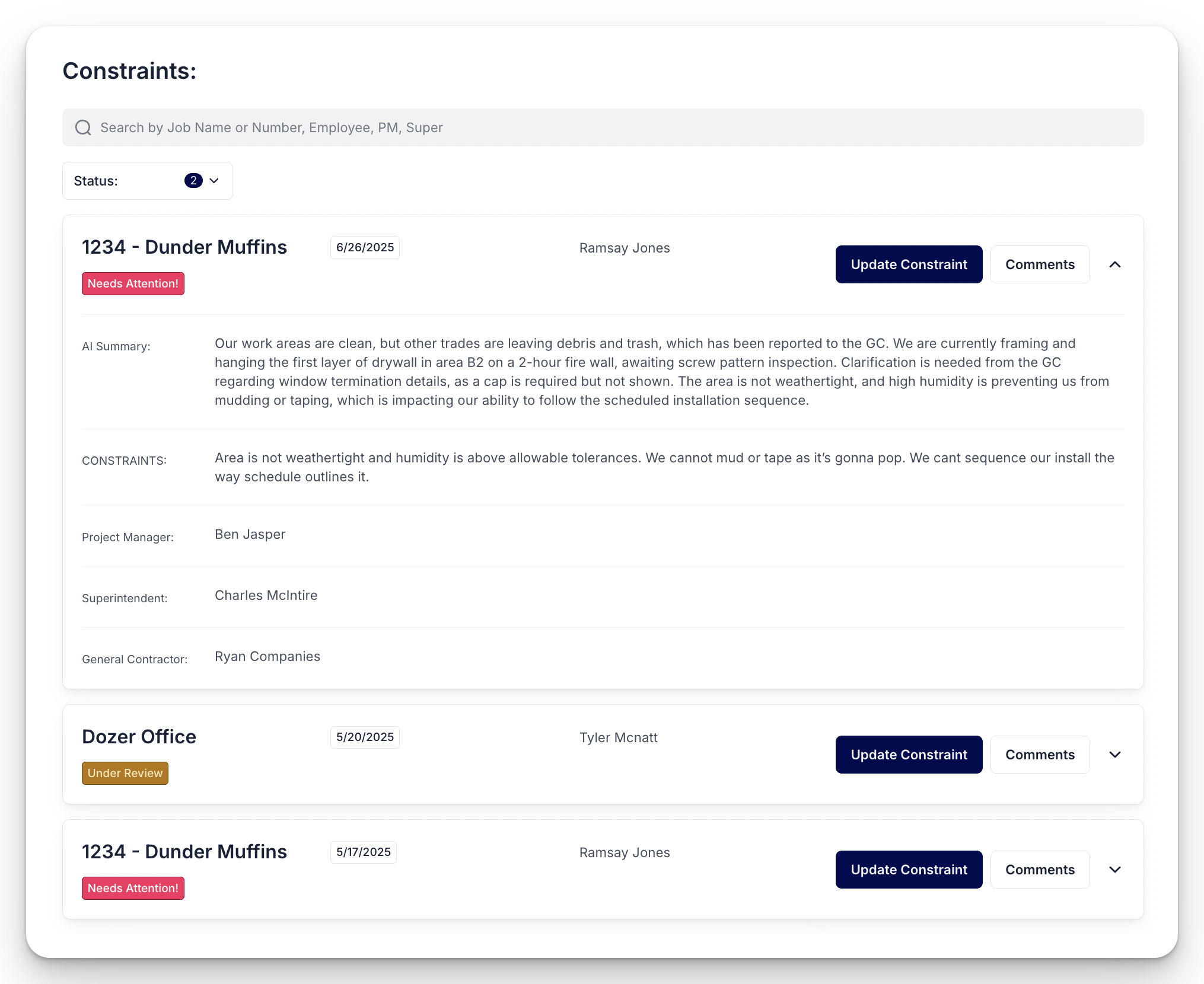 Constraint Management